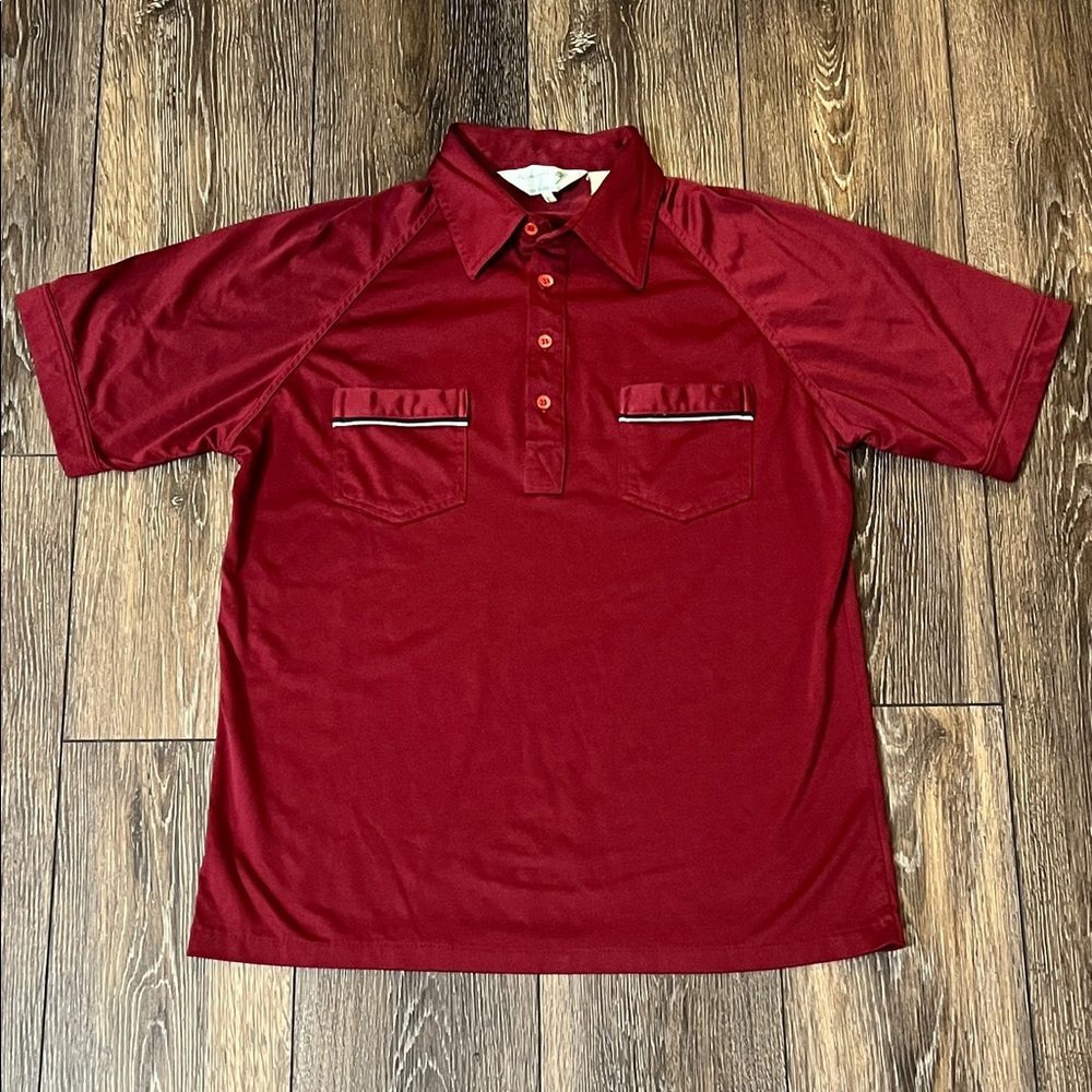 Vintage Royale-Air Polo Shirt Mens Large Red Short Sleeve Double Pockets Golf